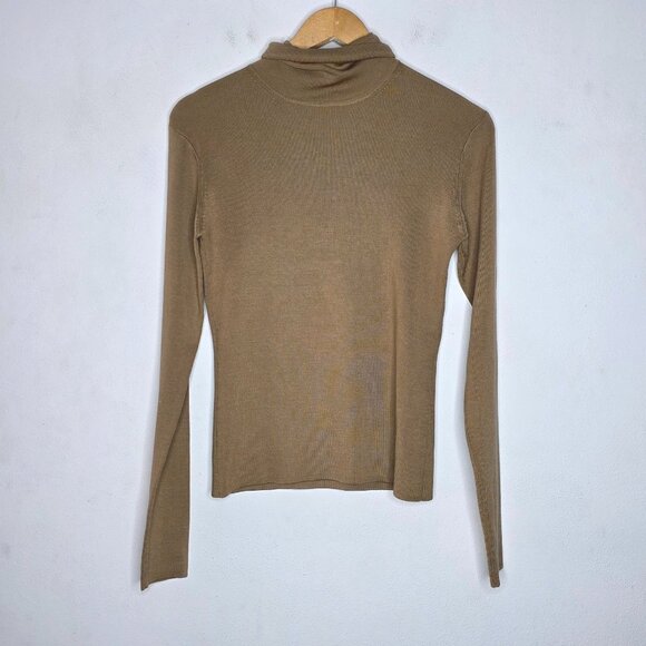 Neiman Marcus Brown Silk Blend Turtle Neck Woman's Top Small S - Picture 1 of 3